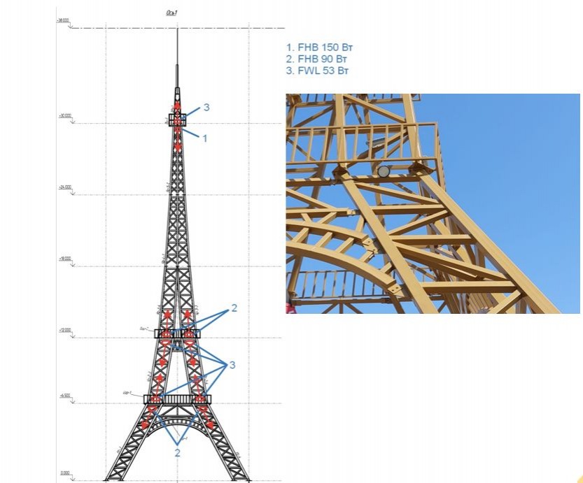 Светильники ФЕРЕКС на Эйфелевой башне в Волжском